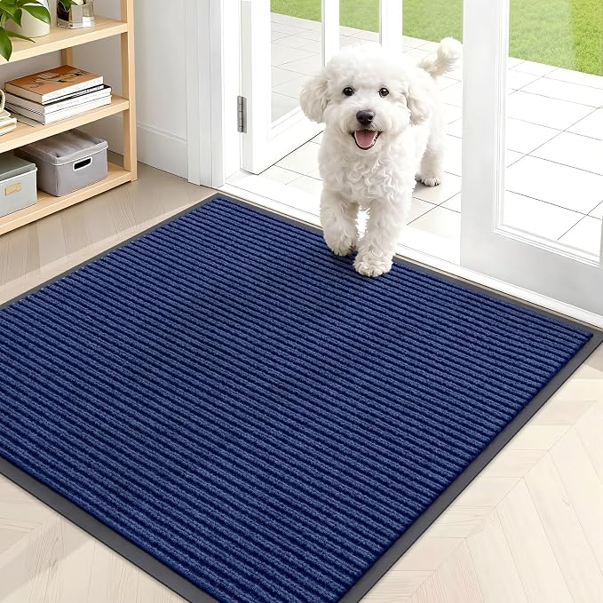 OLANLY Front Door Mat 35x30, Waterproof Heavy-Duty Indoor Outdoor Doormat | Blue by OLANLY
