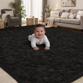 PLHXFR 4x6 Area Rugs Living Room: Fluffy Bedroom Rug Shag Carpet Black | by PLHXFRSoftAreaRugs