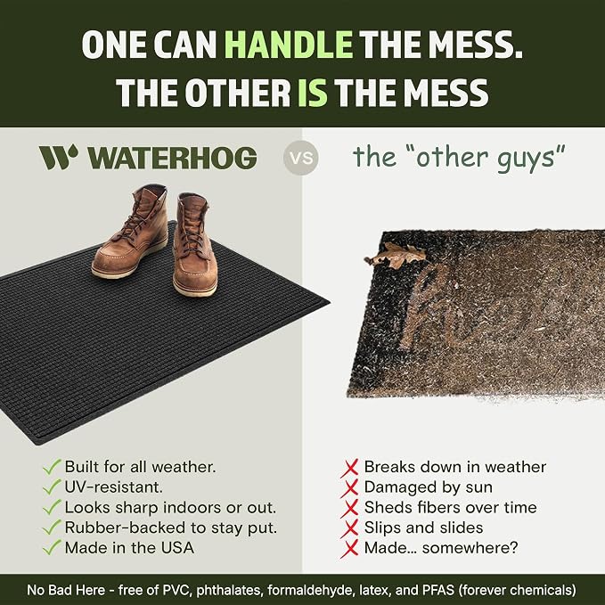 WaterHog Squares Front Door Mat Indoor Outdoor Entrance, All-Weather Mats | - Image 5
