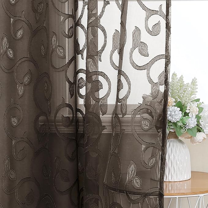 Furman Chocolate Sheer Curtains 96 inches Long - Image 7