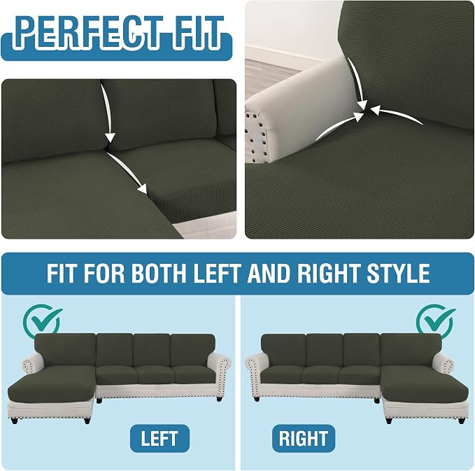 H.VERSAILTEX Sectional Couch Covers 4 Pieces Sofa Seat Cushion Covers L Shape - Image 5
