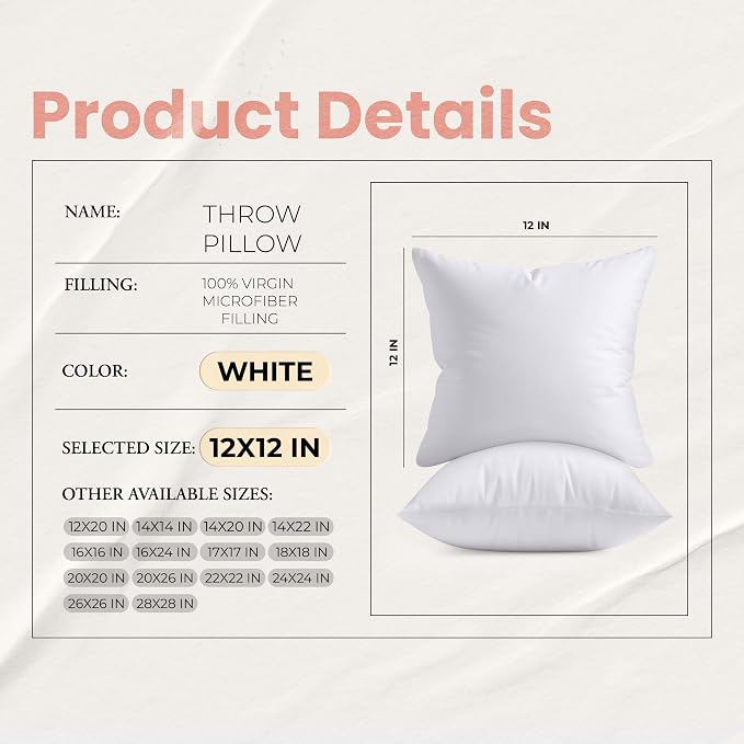 Utopia Bedding 12x12 Pillow Inserts, 2 Pack | Indoor cushion inserts - Image 8