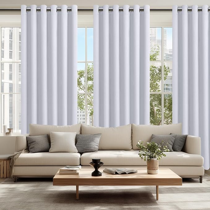 Blackout Curtains for Bedroom 70 x 84 Inches 2 Panels Greyish White | Room - Image 6