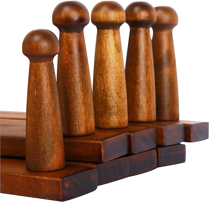 WEBI Accordion Wall Hanger,Expandable Wooden Hat Rack for Wall Mounted Coat Rack,Accordion Hat Hooks Holder for Baseball Caps,17 Peg,Walnut Color