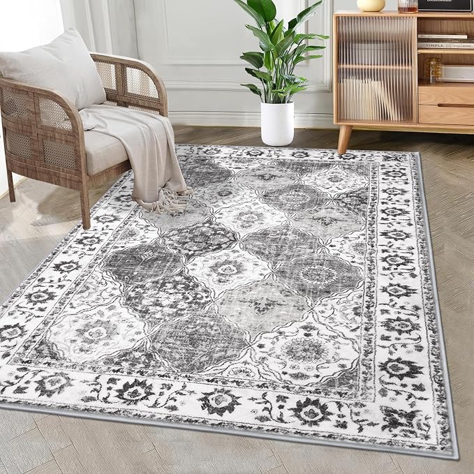 HEBE Area Rug for Entryway 3'x5', Washable Non Slip Boho Bedroom Rug | Soft by HEBE