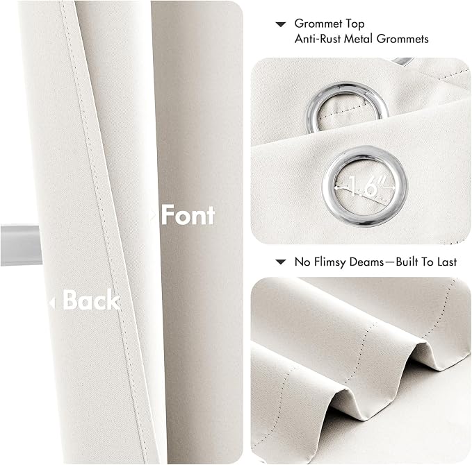 MIULEE Blackout Curtains for Bedroom 2 Panels 40 x 80 Inch Long Ivory | Thermal - Image 4