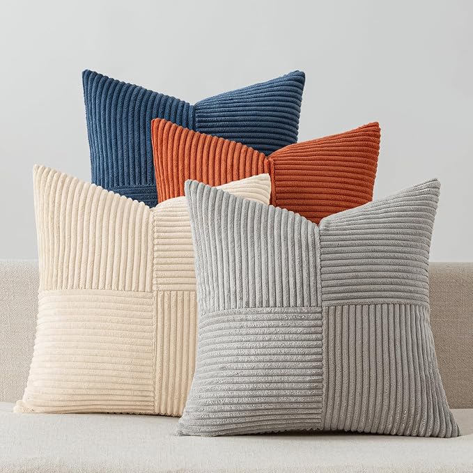 MIULEE Blue Rust Throw Pillow Covers 18x18 Inch Set of 4 Boho Farmhouse Cushion by MIULEE