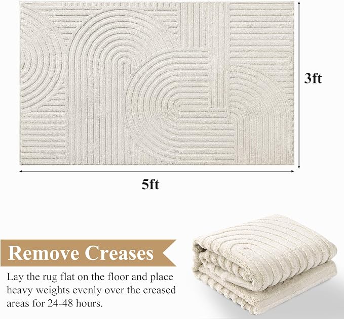 Pauwer 3x5 Area Rugs for Living Room, Modern Non Slip Washable Rug, Soft Fluffy - Image 2