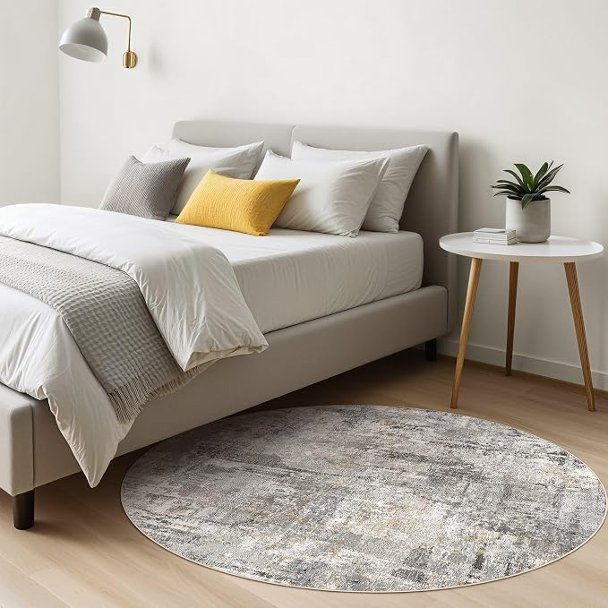 LOONGRUG Round Rug 10x10 Washable Circle Large Neutral Modern Abstract Rug | - Image 4