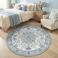 RELEANY Washable Area Rug, Round 4ft, Water Repellent, Pet Friendly, Vintage by RELEANY