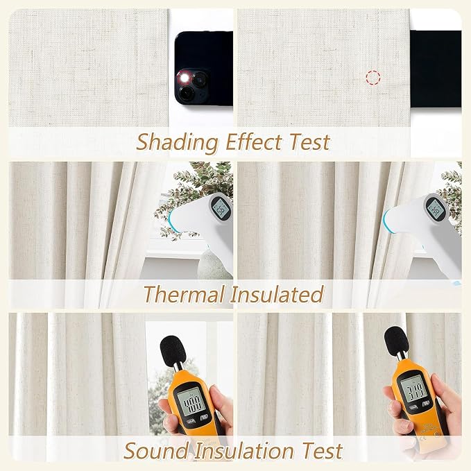 Extra Wide 100% Blackout Linen Curtains - Image 5