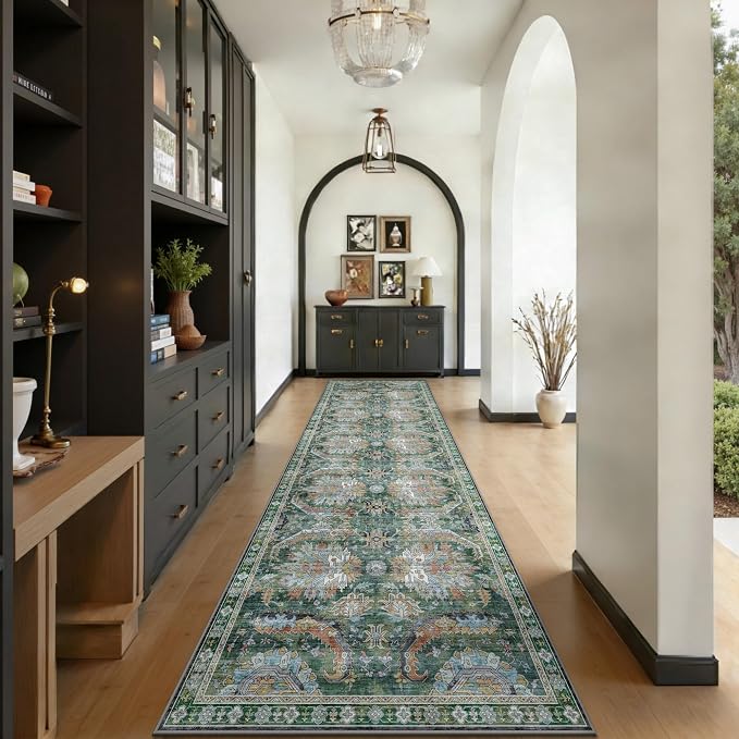 2x8 Hallway Runner Rug, Washable Vintage Retro Long Runner Rugs - Image 5
