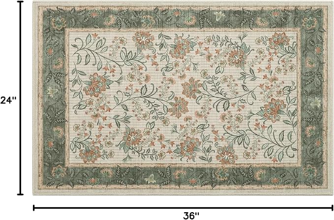 GarveeHome Small Sage Green Entryway Rug, 2x3 Washable Front Door Rug Indoor - Image 2