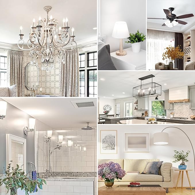 24-Pack Dimmable E12 LED Candelabra Bulbs, 40 Watt 5000K Daylight White LED Chandelier Light Bulbs, 4W 460 Lumen Vintage Flame Tip Candle Bulbs for lamp, Ceiling Fan, Home Decor