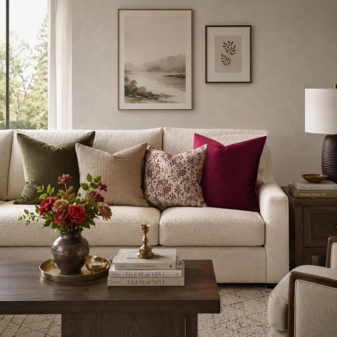 GIGIZAZA Burgundy Velvet Pillow Covers 22x22 Decorative Pillows Pack of 2 | Red - Image 2