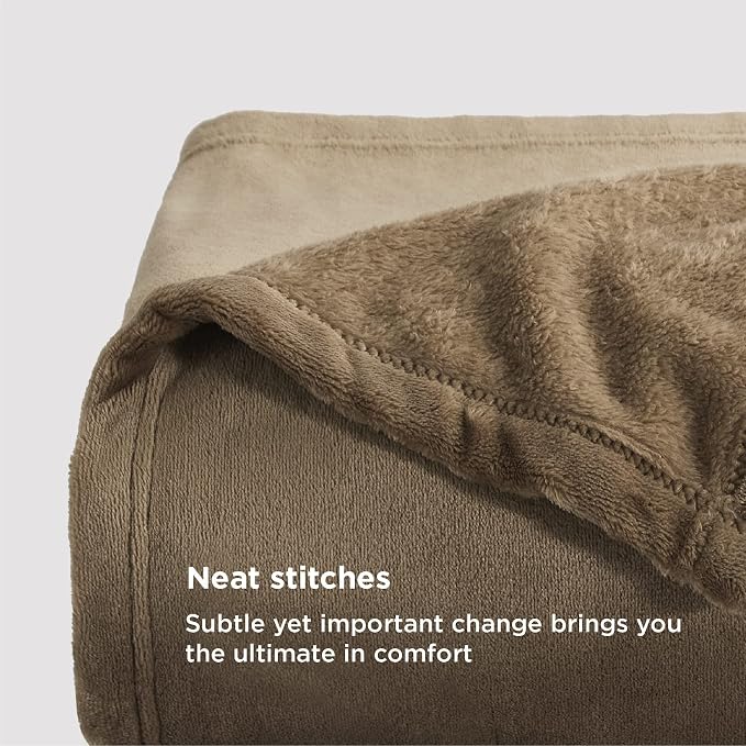 Bedsure GentleSoft Fleece Blanket Twin Size Camel - Image 4