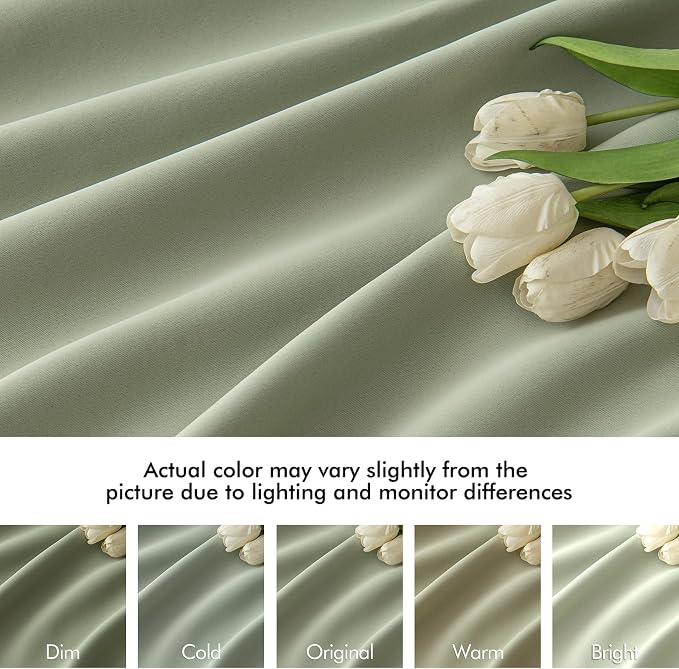 MIULEE Sage Green Back Tab Blackout Curtains 52x84 Inch Length 2 Panels Set | - Image 8