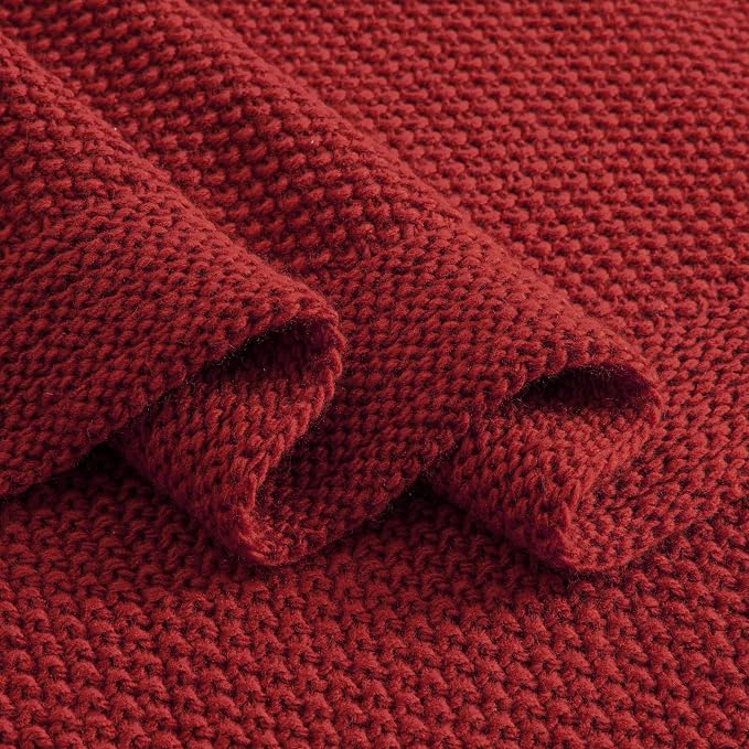 CozeCube Christmas Red Seed Stitch Throw Blanket 60"x80", Farmhouse Decor | - Image 8