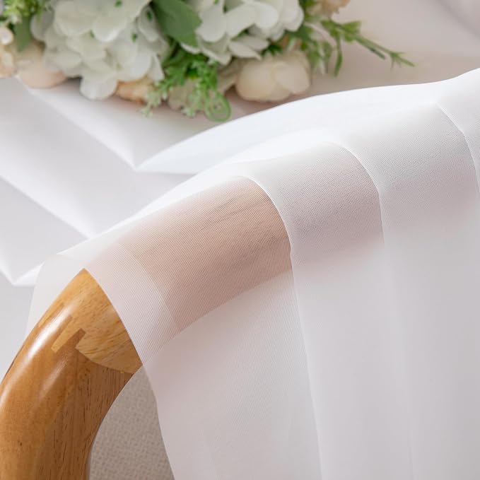 Chyhomenyc White Sheer Curtains 36 inch Length 2 Panels Set | Light Filtering - Image 4