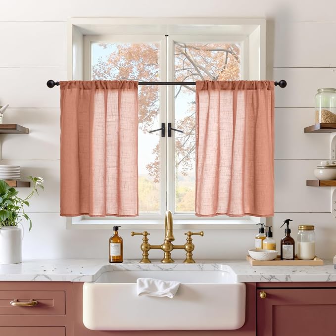 BGment Terracotta Linen Curtains 30 Inch Length by BGment