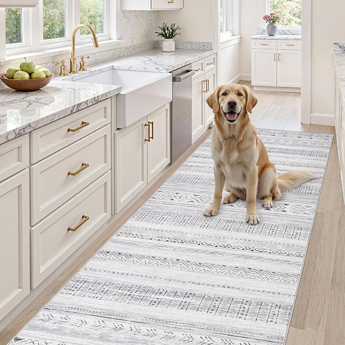 cotiled Hallway 3x10 Runner Rugs Washable Boho Rug Dark Grey | Solve Modern - Image 5