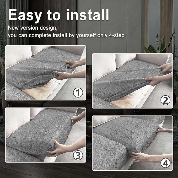 ANARACHON Leather Look Couch Cushion Covers Sofa Seat Slipcovers Sets Couches - Image 6