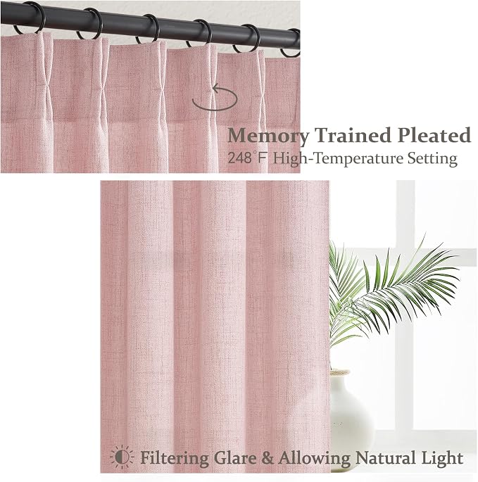 Light-Pink Floor to Ceiling Semi Sheer Extra Long Curtains 108 Inches Length - Image 4