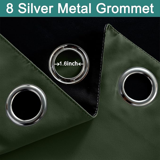 Yakamok Greyish Green 100% Blackout Curtains 84 Inches Long 52" Wide, 2 Thick - Image 7