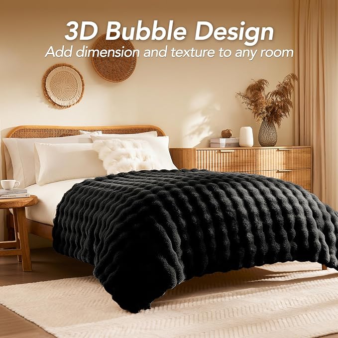 L'AGRATY Faux Rabbit Fur Throw Blanket - Image 2