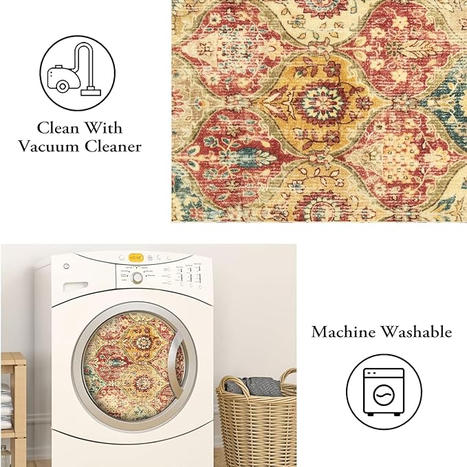 Lahome Moroccan Washable Round Area Rug, Soft Round Rugs 6ft Ultra-Thin | - Image 4