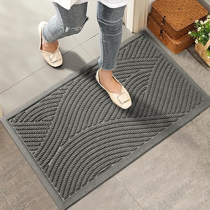 Sturdy Front Door Mat, Absorbent Muddy Dirt Resist Welcome Door Mats Outdoor by HIYARD