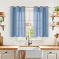 YoungsTex Light Blue Linen Curtains 40 Inches Long, Short Drapes by YoungsTex
