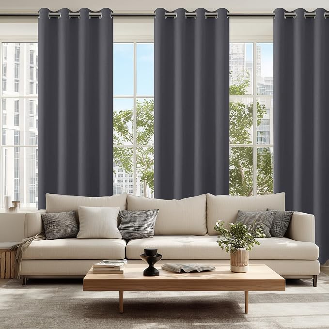 Blackout Curtains for Bedroom, 52 x 84 Inches Long, Dark Grey | Thermal - Image 6