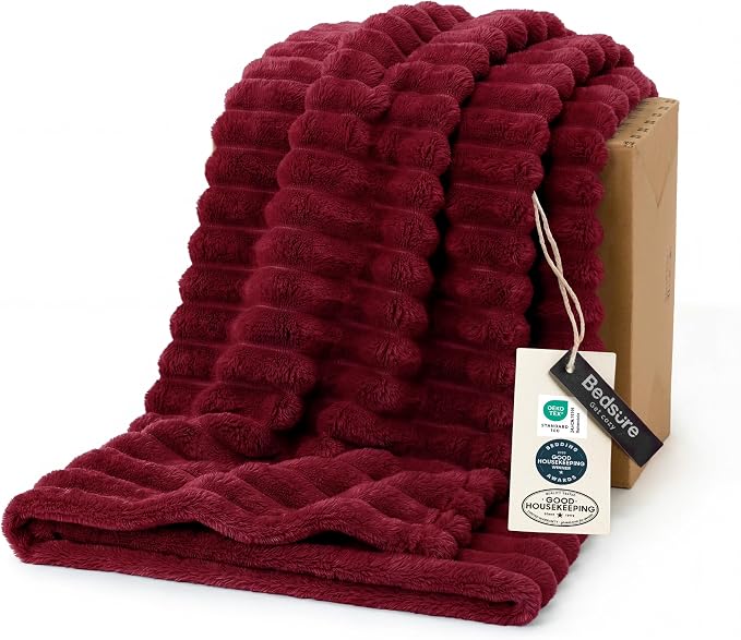 Bedsure Soft Throw Blanket for Couch Decor Gifts Deep Red 50"x60" | Birthday by Unknown