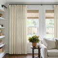 Pinch Pleated Extra Wide Beige Linen Curtain 84 Inches Long 70 Wide 1 Panel | by Twodrapes