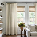 Pinch Pleat Extra Wide Beige Linen Curtain 108 Inches Long 70 Wide 1 Panel | by Twodrapes