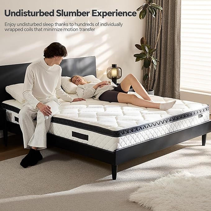 Twin Bed Mattress in a Box, 10 Inch Hybrid Mattress with Individual Pocket Spring & Memory Foam, Soft, Motion Isolation, Medium Firm Comfort for Pressure Relief, CertiPUR-US Certified