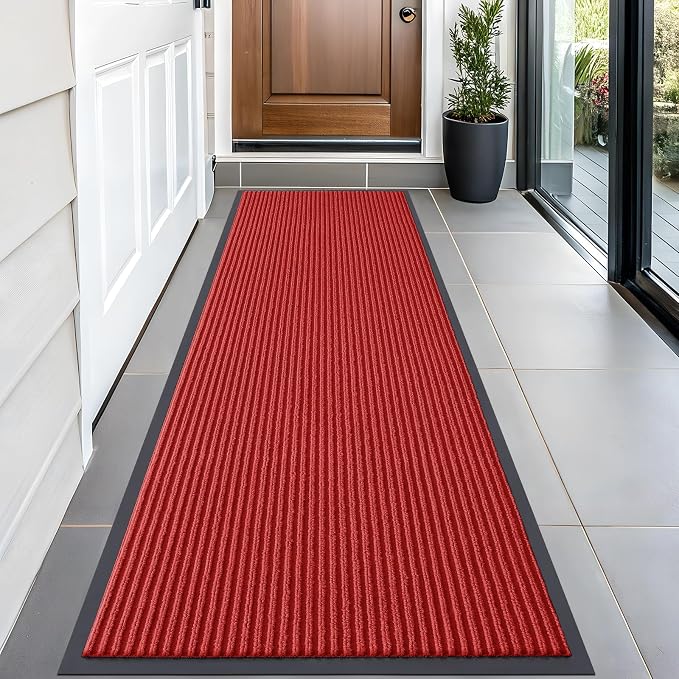 OLANLY Front Door Mat 59x20, Waterproof Heavy-Duty Indoor Outdoor Doormat | Red by OLANLY
