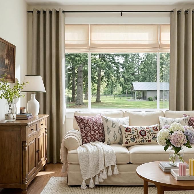 100% Blackout Linen Textured Curtains 80 Inch Long, Plaza Taupe | 100% Blackout - Image 5