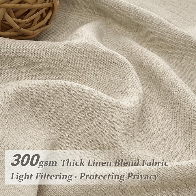Warm Beige Extra Long Thick Burlap Sheer Curtains 108 Inches Long - Image 4