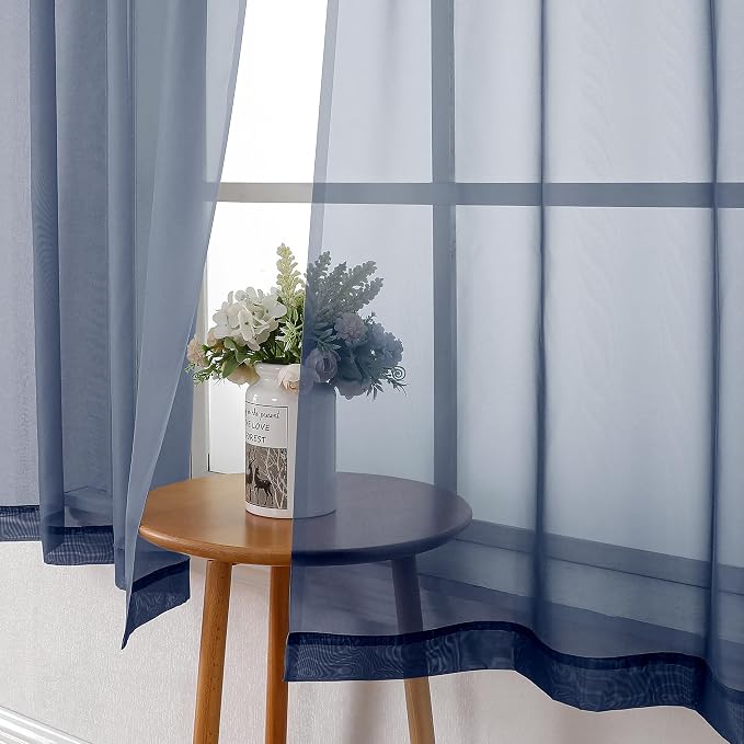 Short Sheer Curtains 54 Inches Length 2 Panels, Light Filtering Voile Curtain - Image 7