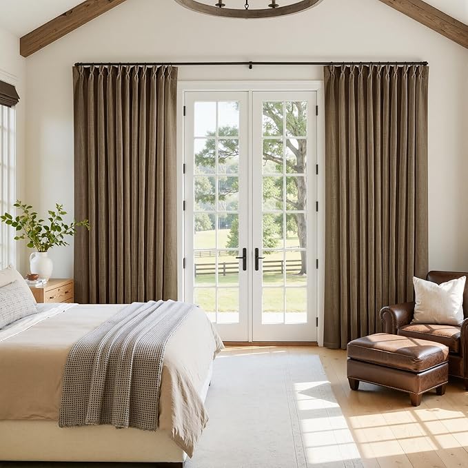 Extra Wide 102 Inch Long Pleat Curtains 70 Inch Wide Dutch Cocoa | Pinch Pleat - Image 7