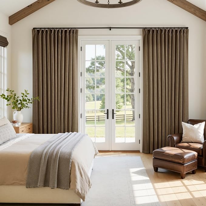 Extra Wide 96 Inch Long Pleated Curtains 70 Inch Wide Dutch Cocoa | Pinch Pleat by Twodrapes