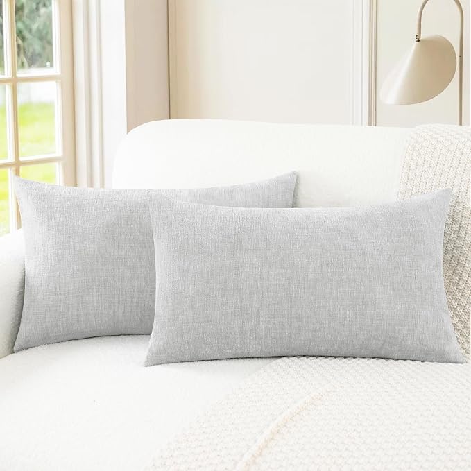 CaliTime Decorative Throw Pillow Covers 20 X 12 Inches Moonbeam Gray | Pack of 2 by CaliTime