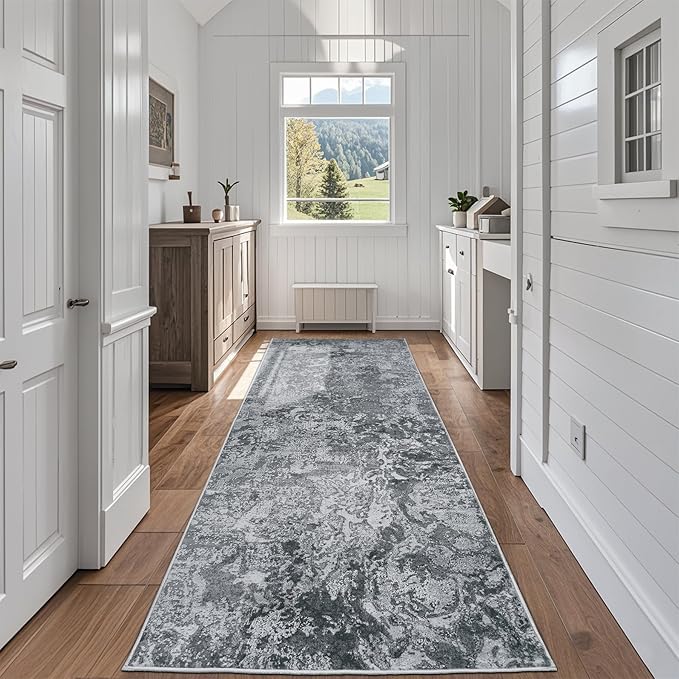 Aelenmu Runner Rugs for Hallways Kitchen 2.6x8 Non Slip Washable Black | Modern by Aelenmu