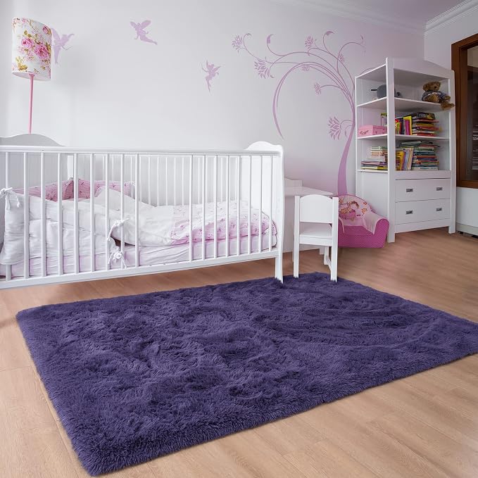 6x9 Large Taro Purple Fluffy Soft Area Rug Non-Slip - Image 6