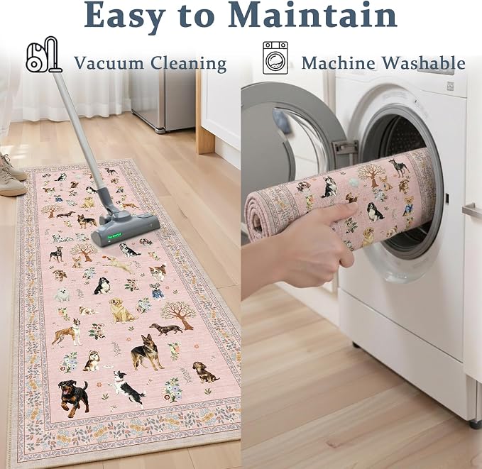 Pink Floral Hallway Runner Rug 2x10 - Image 8