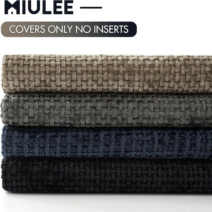 MIULEE Soft Decorative Chenille Pillow Covers Navy Grey 20x20 Pack of 4 | - Image 6