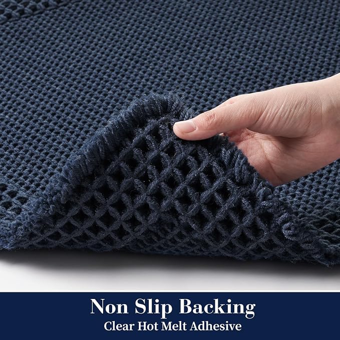RESARE Waffle Bath Mat for Bathroom, Non Slip Bathroom Rugs 18"x30" Navy | - Image 4