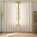 Boho Floral Light Filtering Curtains 90 Inch 2 Panels Linen Texture | Farmhouse by Unknown